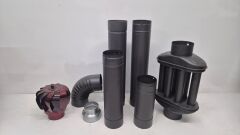 1 adet fırıldak 1 adet dırsek 1 adet Cimri 1 adet 50 cm boru 1 adet 33 boru 2 adet 70 cm boru 1 adet 10’’ → 13’’ dönüştürücü aparat