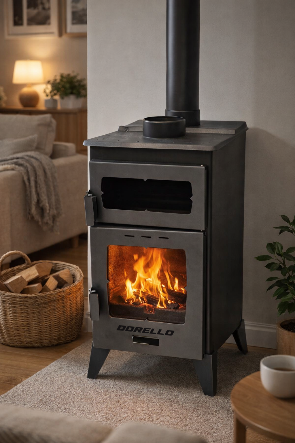 Der Dorello Pellet-Ofen mit Backofen ist ein Blechofen.
