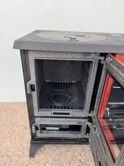 Dorello Döküm Kuzine Soba – Fırınlı, Camlı, Odun Kömür Uyumlu (Kırmızı)